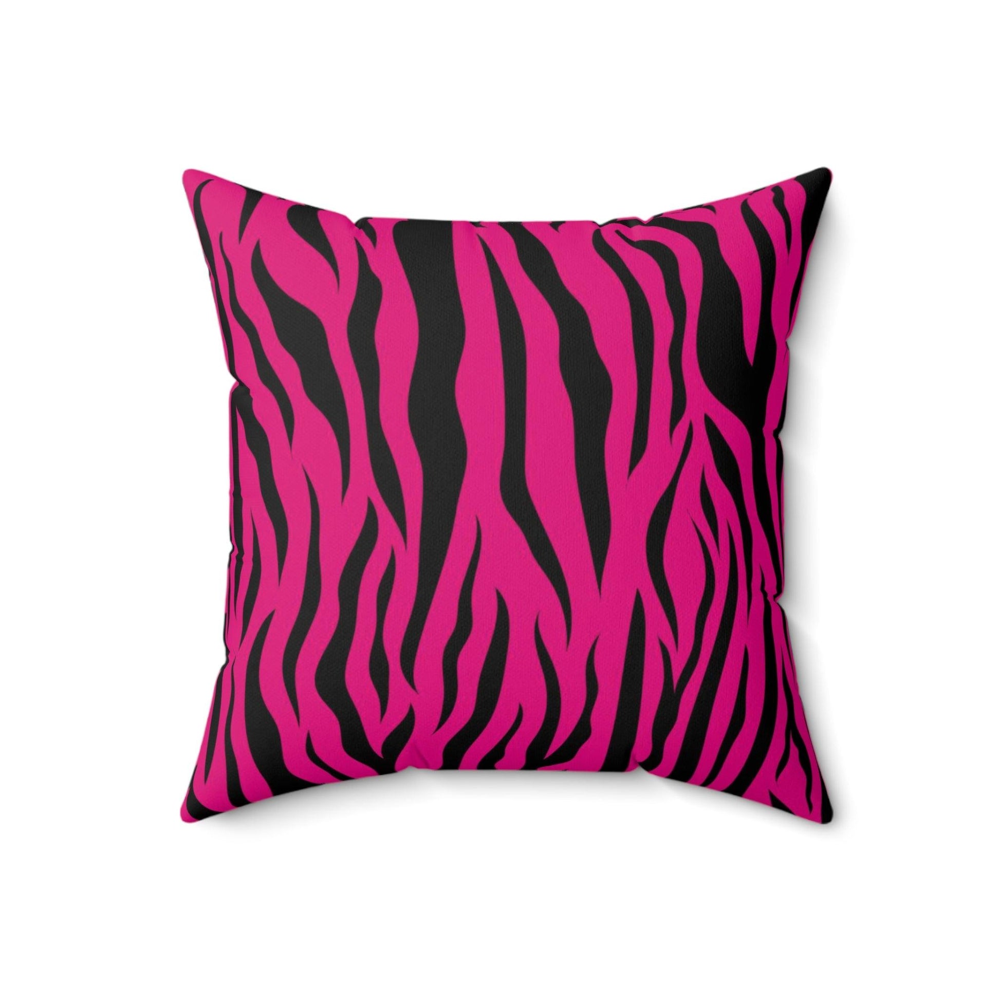 Pink Tiger Stripe Animal Print Accent Pillow | lovevisionkarma.com
