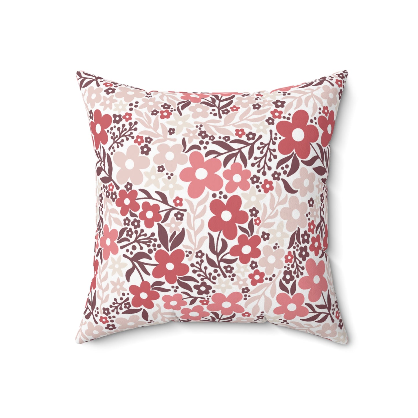 Retro Minimalist Scandi Floral Cottagecore MCM Pink Throw Pillow