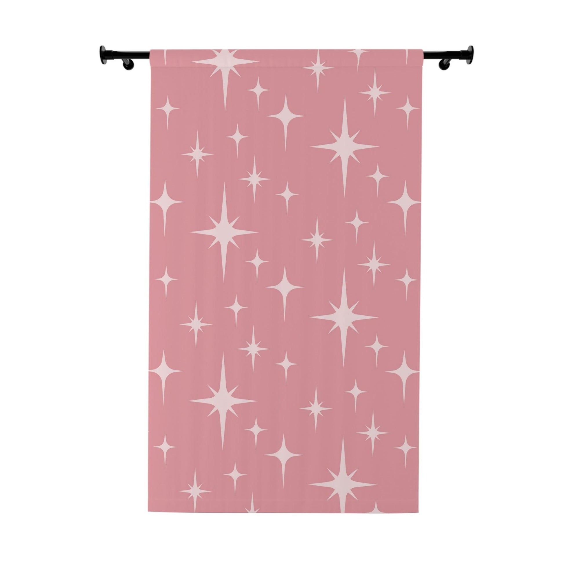 Retro 50s Atomic Starburst Pink Mid Century Modern Blackout Window Curtain | lovevisionkarma.com