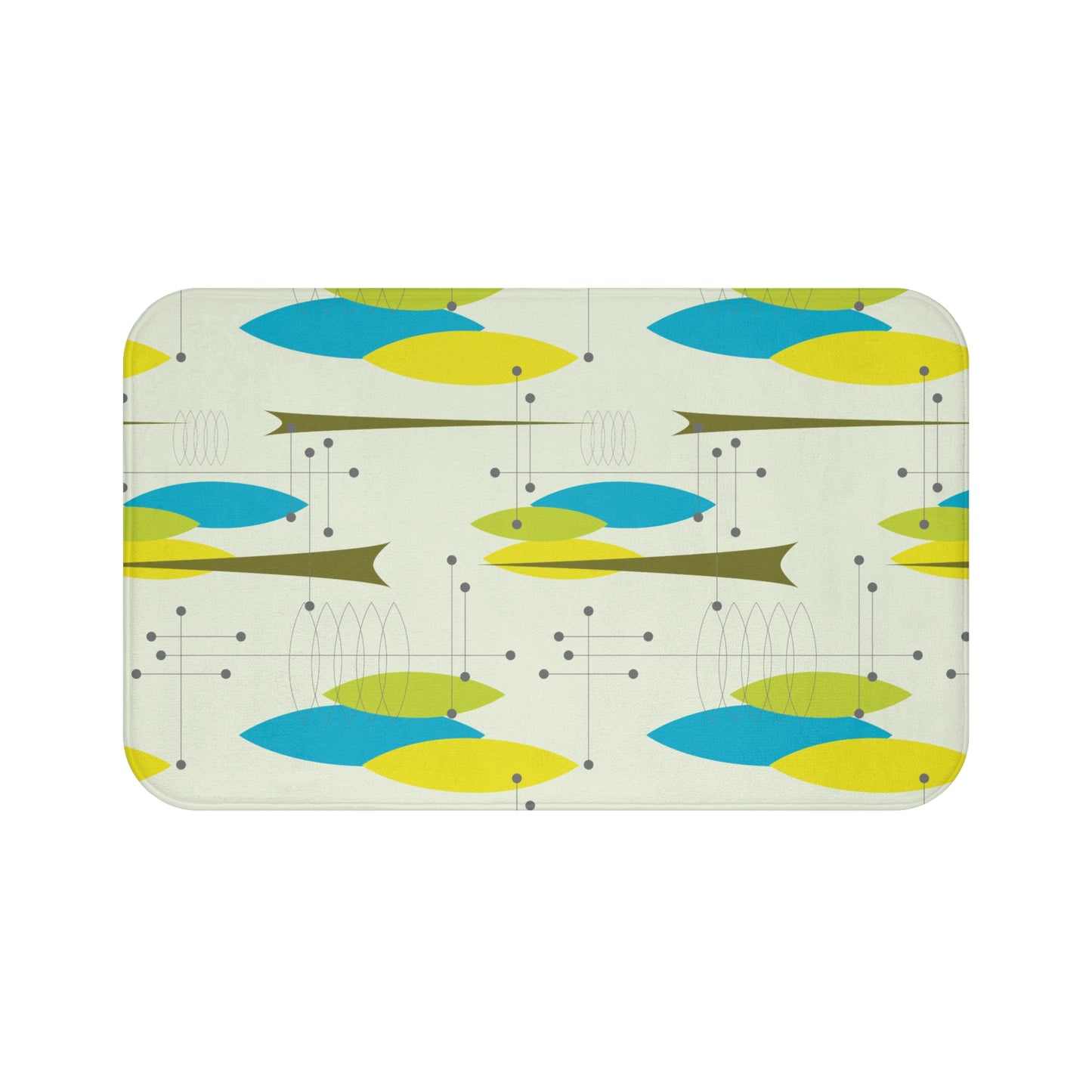 Vintage Retro 50's Abstract Mid Century Green & Blue Bath Mat
