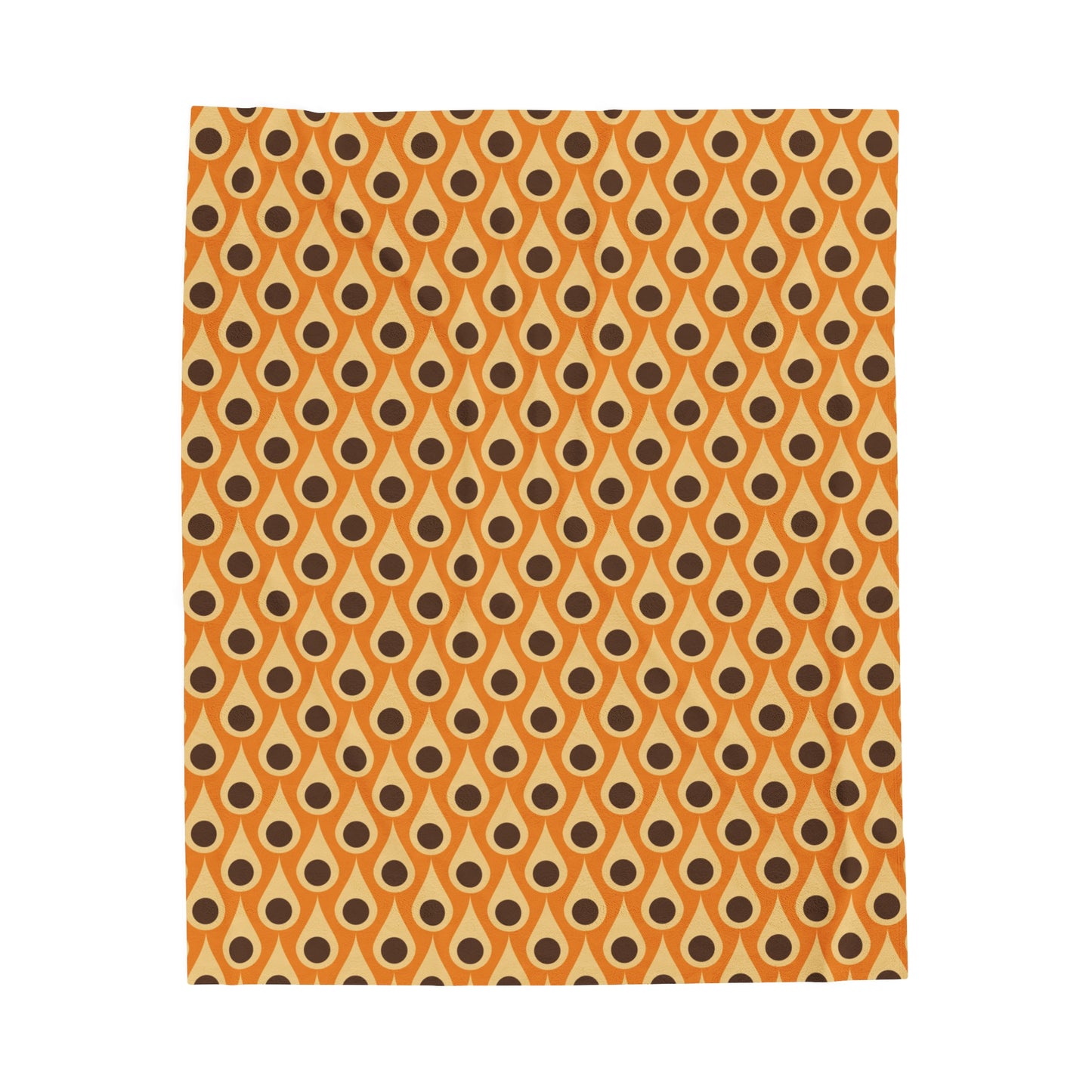 Retro 60s 70s Mid Century Mod Funky Mustard, Orange & Brown Lightweight Velveteen Blanket
