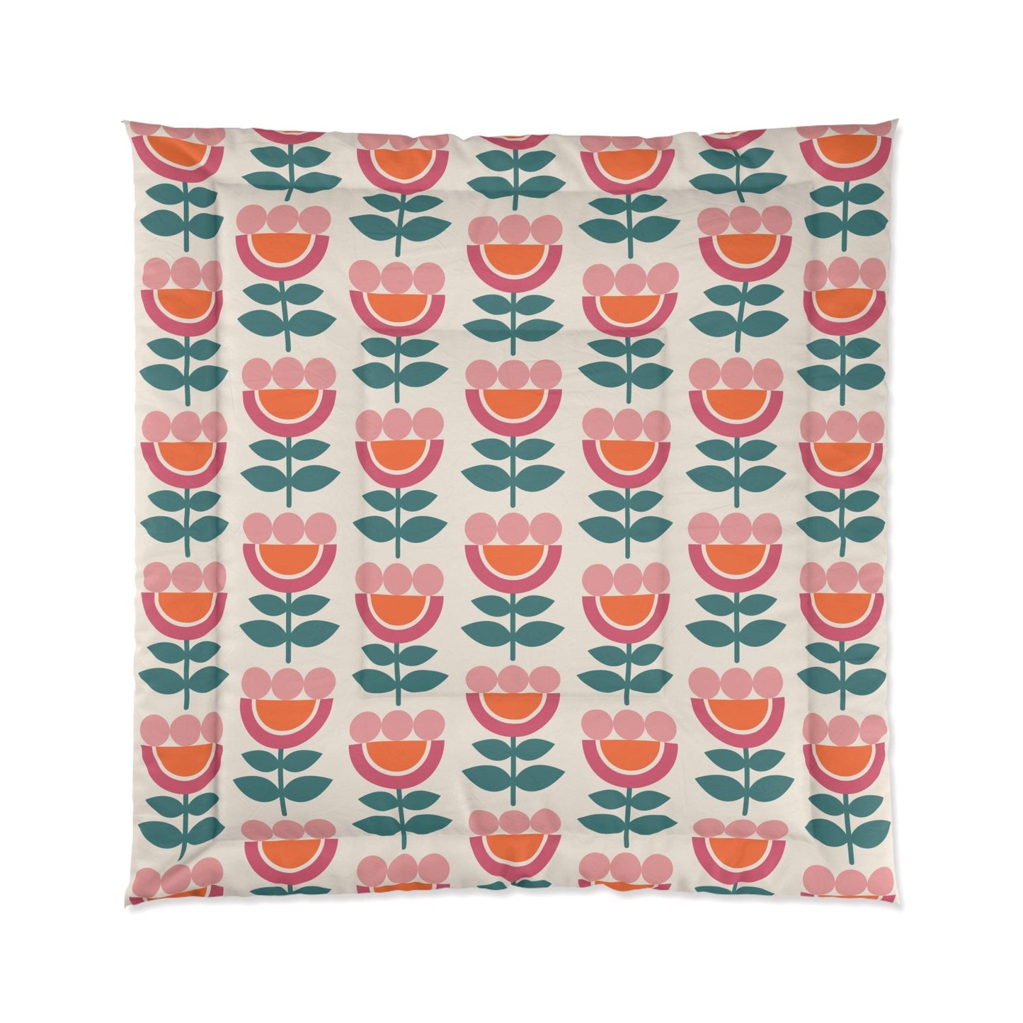 Retro Danish Flowers Scandinavian Mid Century Mod Multicolor Comforter | lovevisionkarma.com