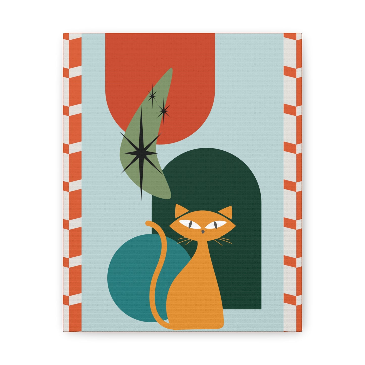 Retro 50's Atomic Cat Mid Century Mod Multicolor Canvas Gallery Wrap
