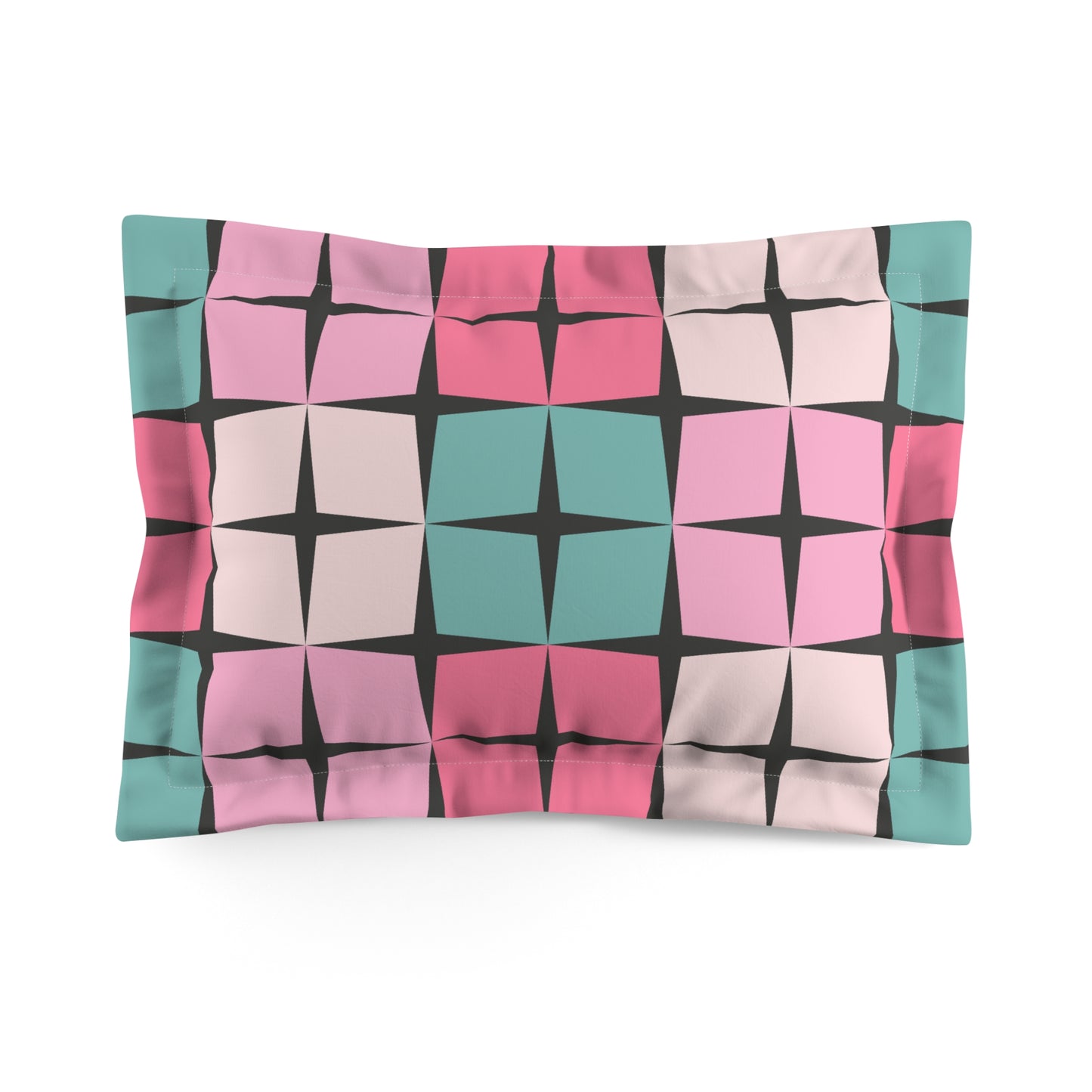Palm Springs Retro 50s 60s Atomic Star Mid Century Mod Pink & Turquoise Blue Pillow Sham