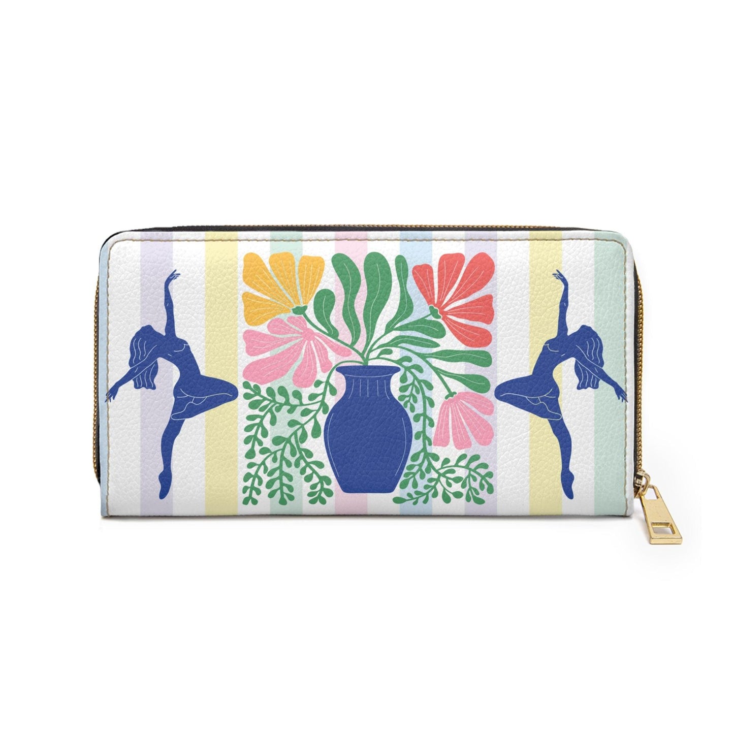Retro Florals & Women Silhouettes Dual Design Matisse Inspired Zipper Wallet | lovevisionkarma.com