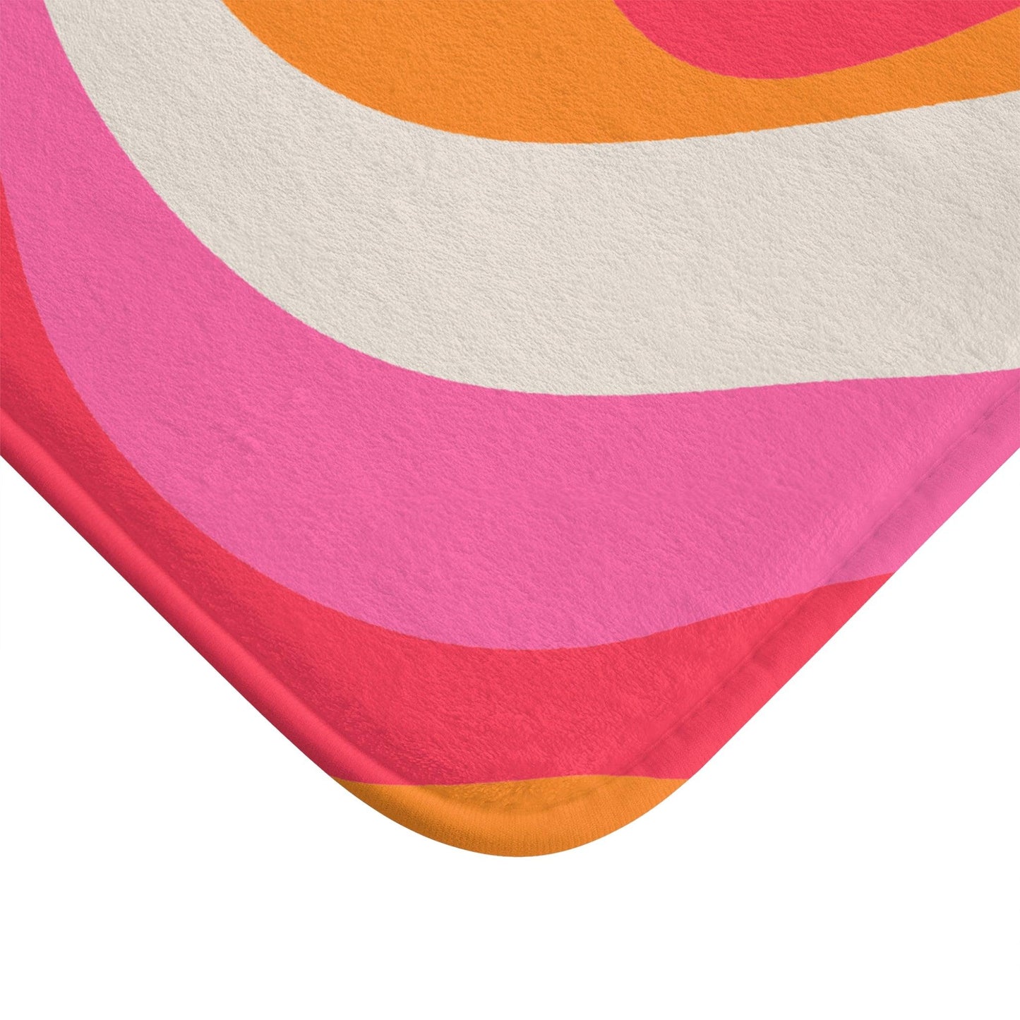 Retro 60s Groovy Hippie Swirl MCM Pink & Orange Bath Mat | lovevisionkarma.com