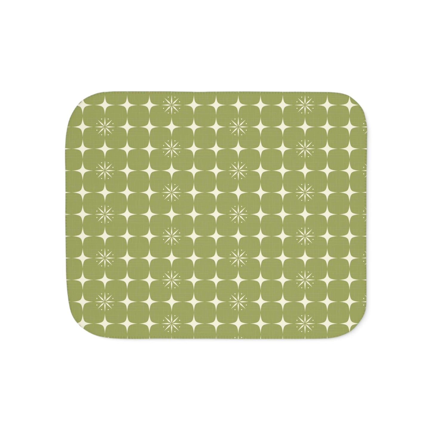 Retro Atomic Starburst Mid Century Mod Green Sherpa Blanket | lovevisionkarma.com