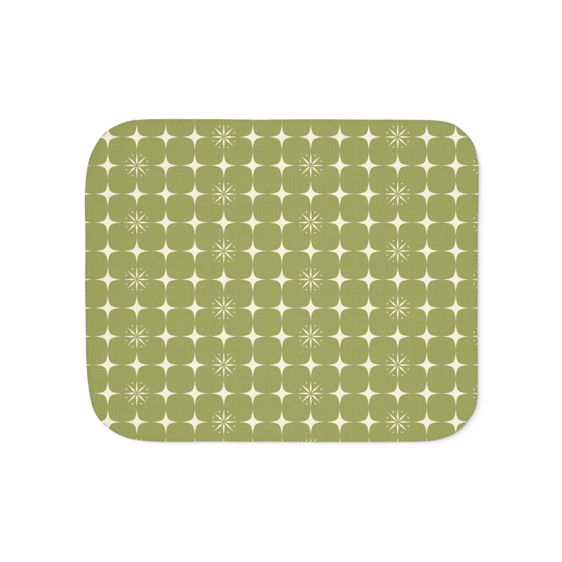 Retro Atomic Starburst Mid Century Mod Green Sherpa Blanket | lovevisionkarma.com
