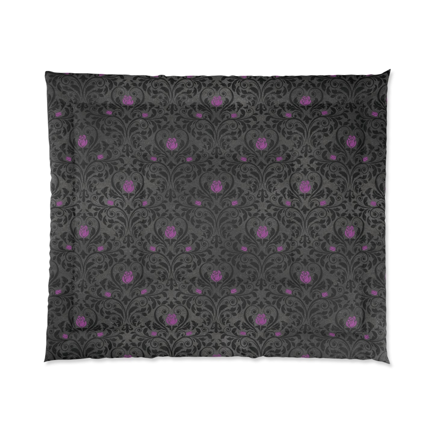 Victorian Goth Damask Purple and Black Dark Academia Glam Goth Comforter