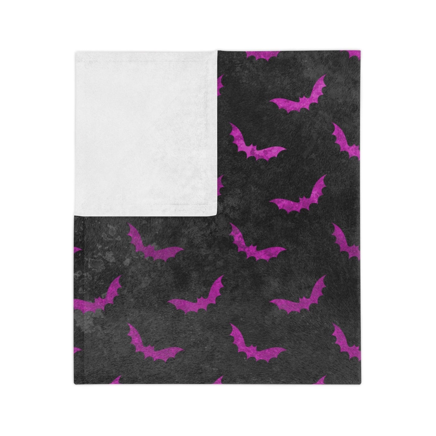 Purple Bats Creepy Halloween Distressed Black Velveteen Minky Blanket | lovevisionkarma.com