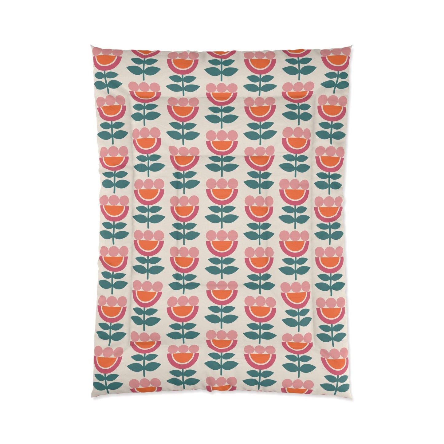 Retro Danish Flowers Scandinavian Mid Century Mod Multicolor Comforter | lovevisionkarma.com