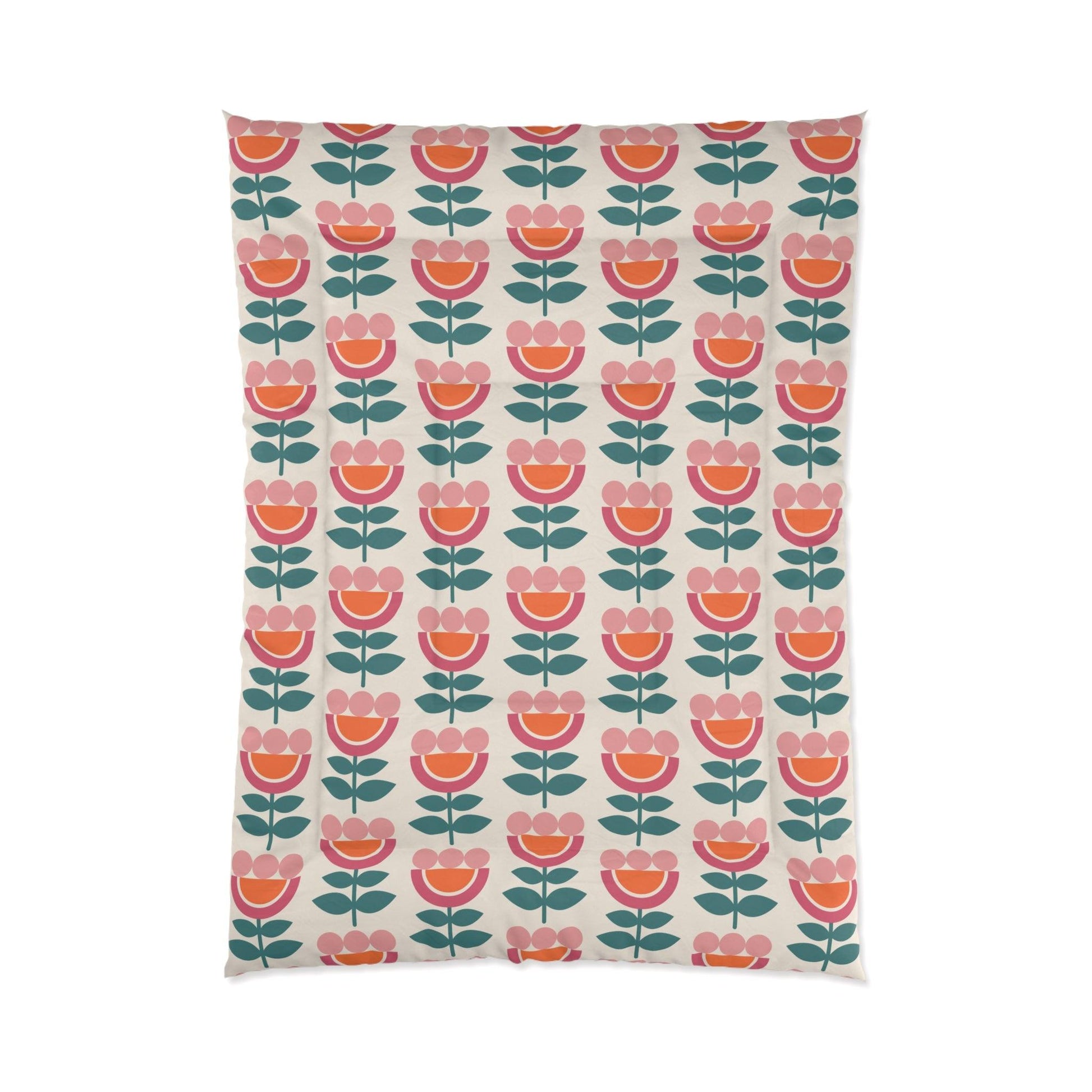 Retro Danish Flowers Scandinavian Mid Century Mod Multicolor Comforter | lovevisionkarma.com