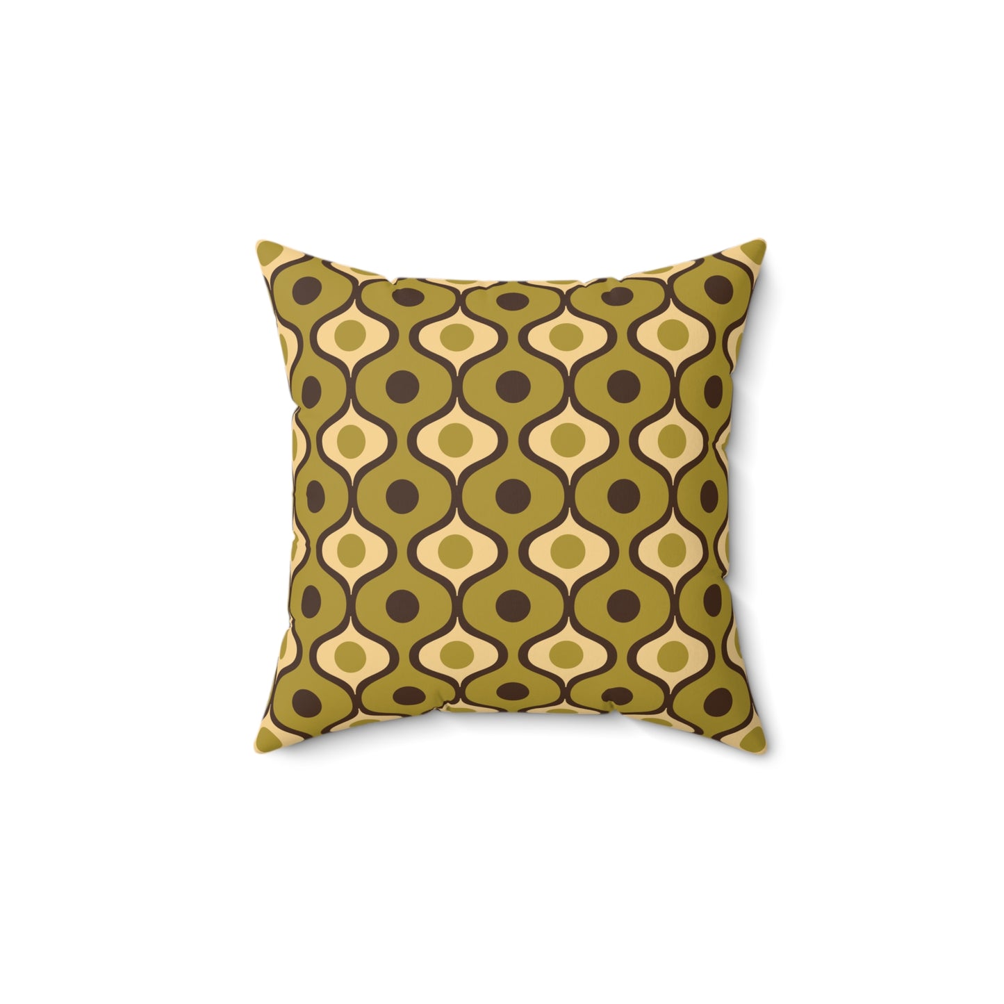 Retro 60s, 70s Geometric Mid Century Mod Green Throw Pillow