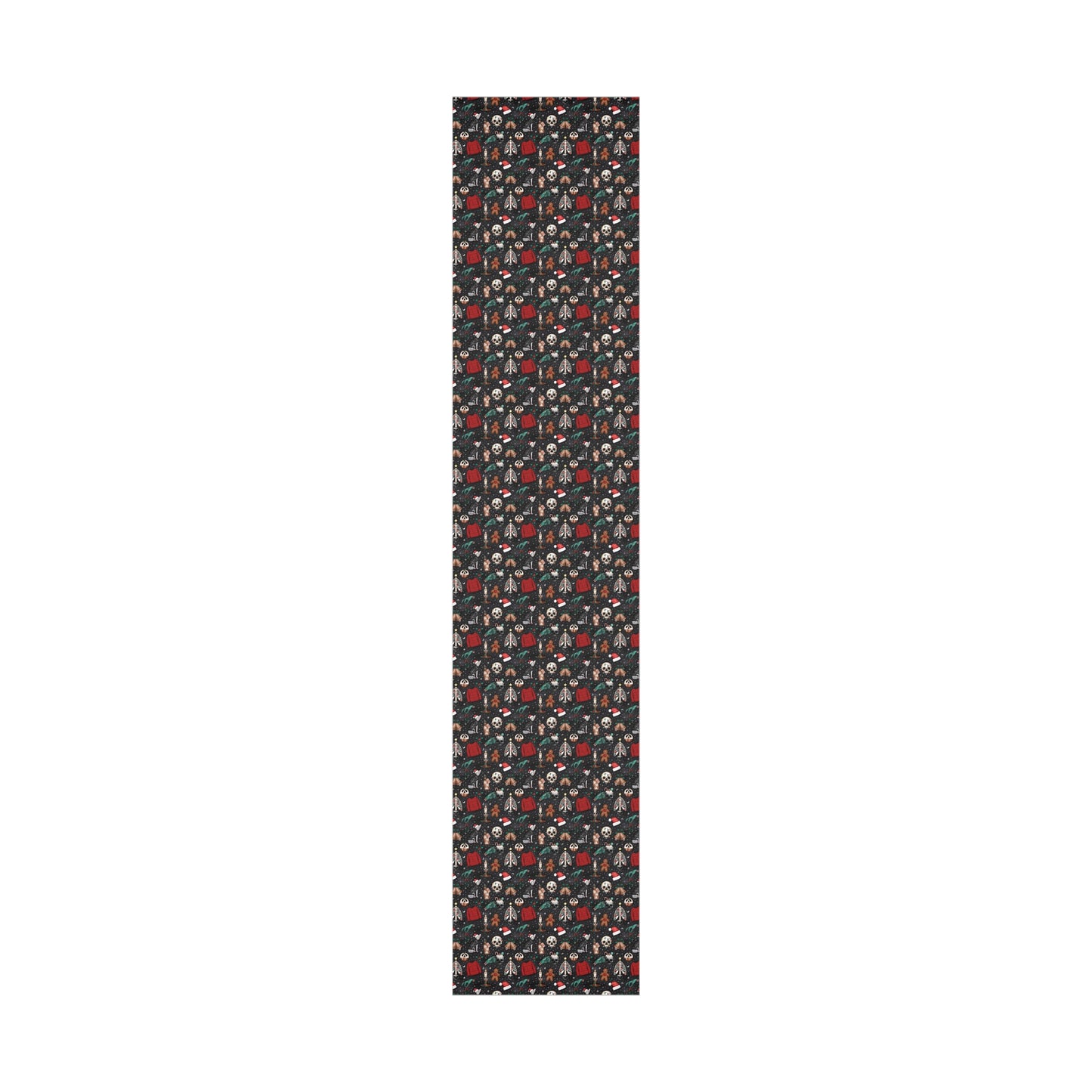 Kitschy Kawaii Goth Christmas, Creepy Cute Whimsigoth Creepmas Black Eco-Friendly Gift Wrap Paper