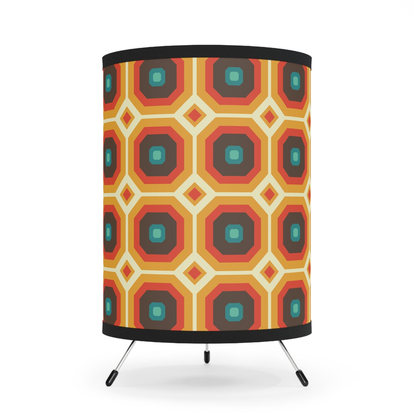 Retro 60s 70s Funky Mid Century Mod Orange & Brown Tabletop Accent Lamp