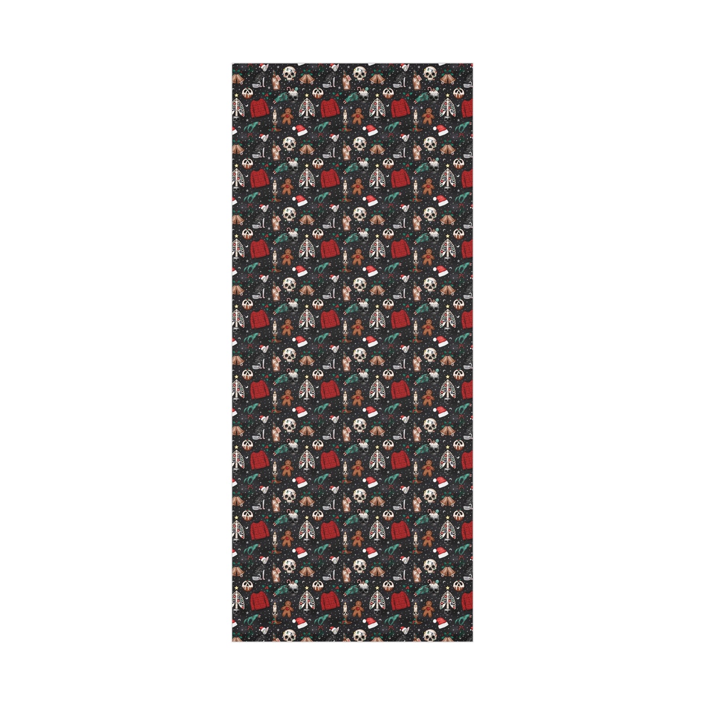 Kitschy Kawaii Goth Christmas, Creepy Cute Whimsigoth Creepmas Black Eco-Friendly Gift Wrap Paper