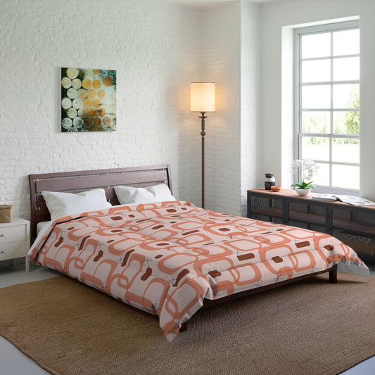 Retro 50s Atomic Starbursts & Loops Mid Century Mod Pink Comforter