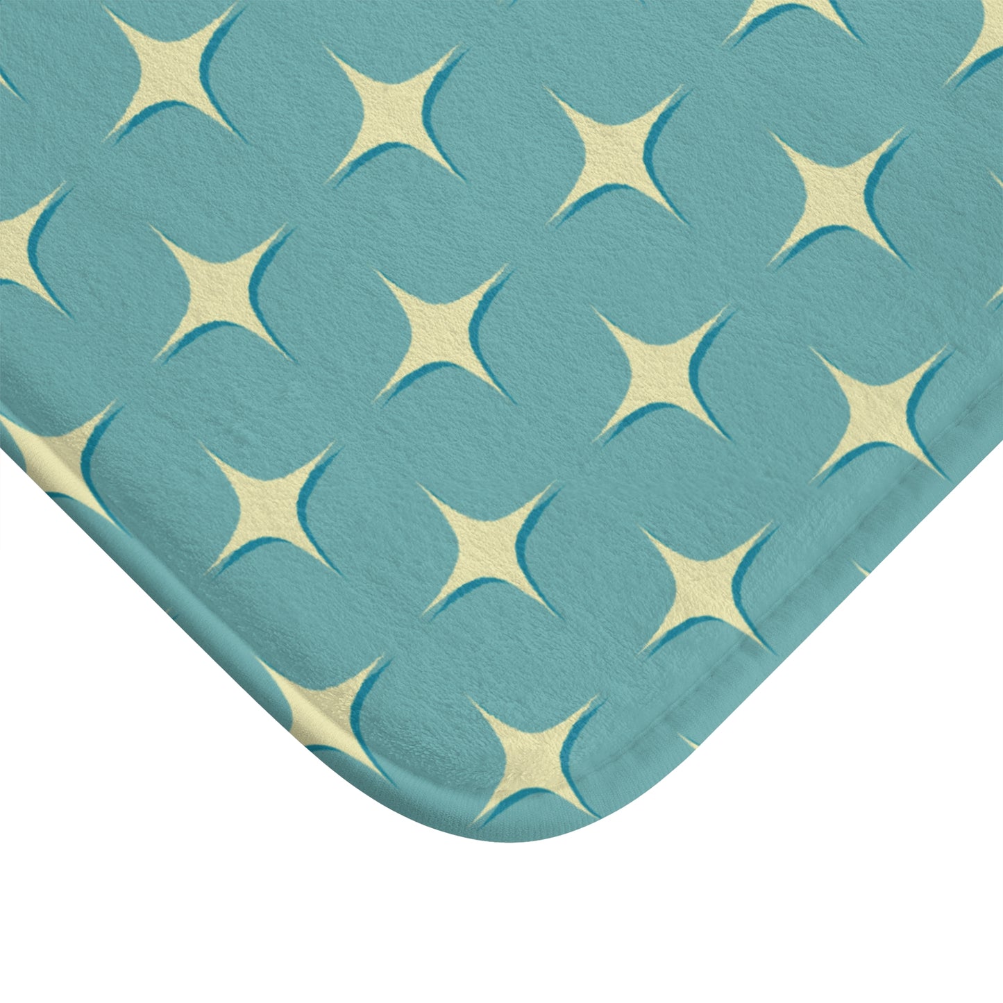 Retro 50s Atomic Starburst Mid Century Mod Blue Bath Mat