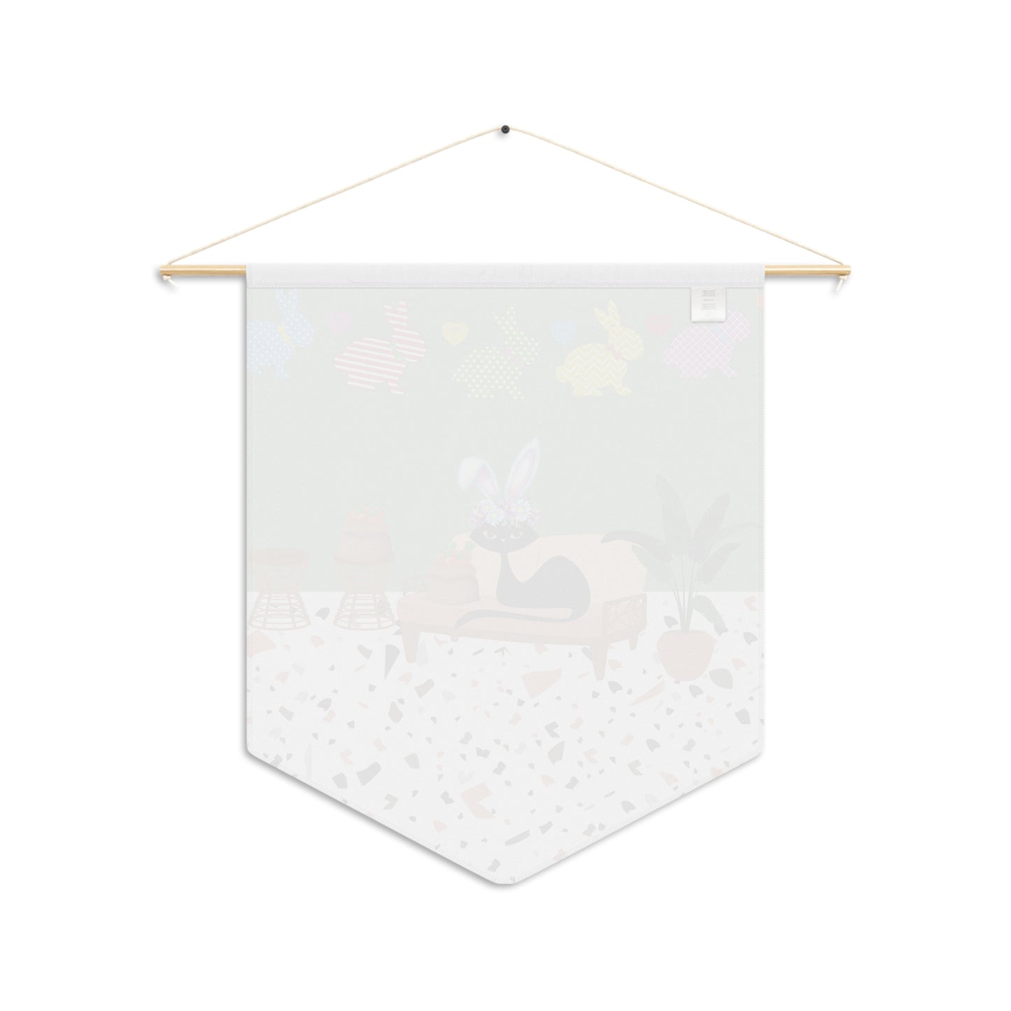 Retro Easter Atomic Cat Mid Century Mod Colorful Pennant