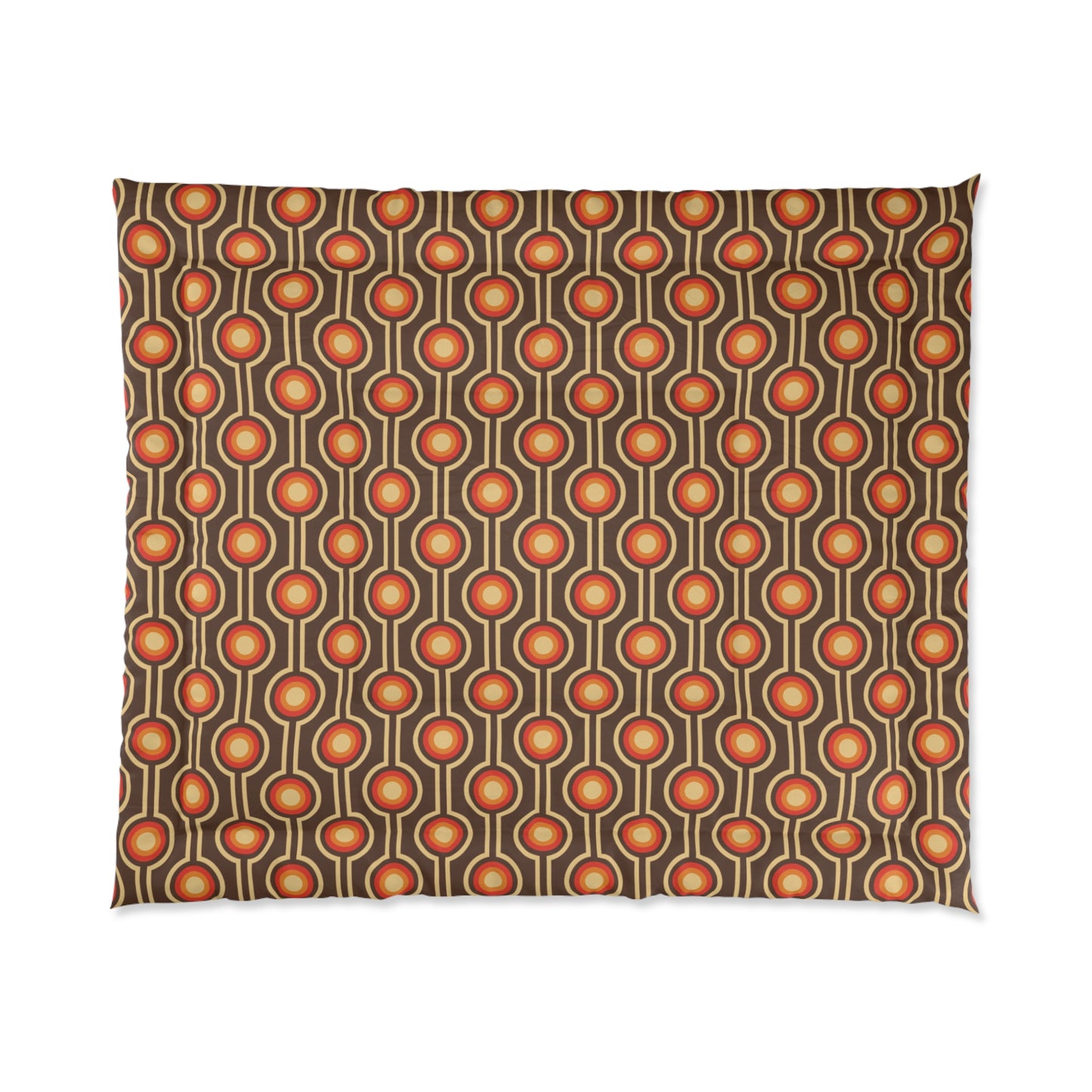 Retro 60's 70s Funky Mid Century Mod Brown & Orange Comforter