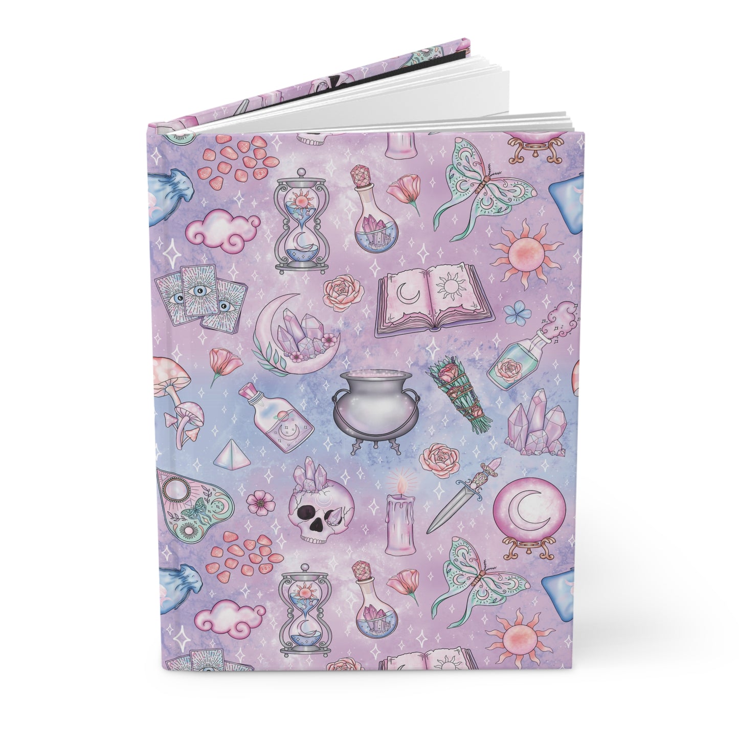 Kawaii Pastel Goth Witchy Whimsigoth Pink & Blue Hardcover Matte Journal