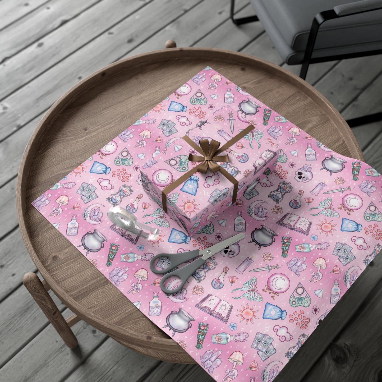 Witchy Pastel Goth Christmas, Kawaii Whimsigoth Pink Eco-Friendly Gift Wrap Paper
