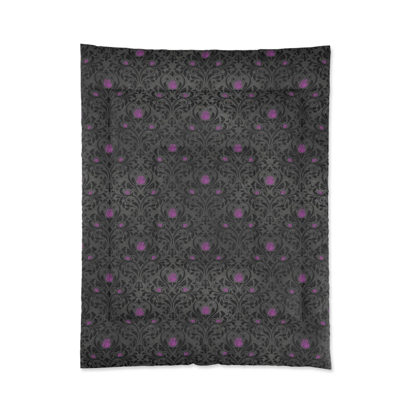 Victorian Goth Damask Purple and Black Dark Academia Glam Goth Comforter