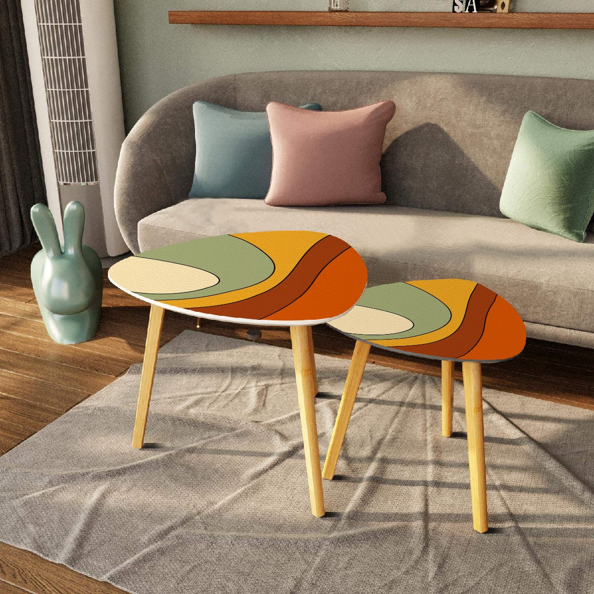 Groovy 60s 70s Mod Retro Orange, Yellow, Green Mid Century Mod Nesting Tables