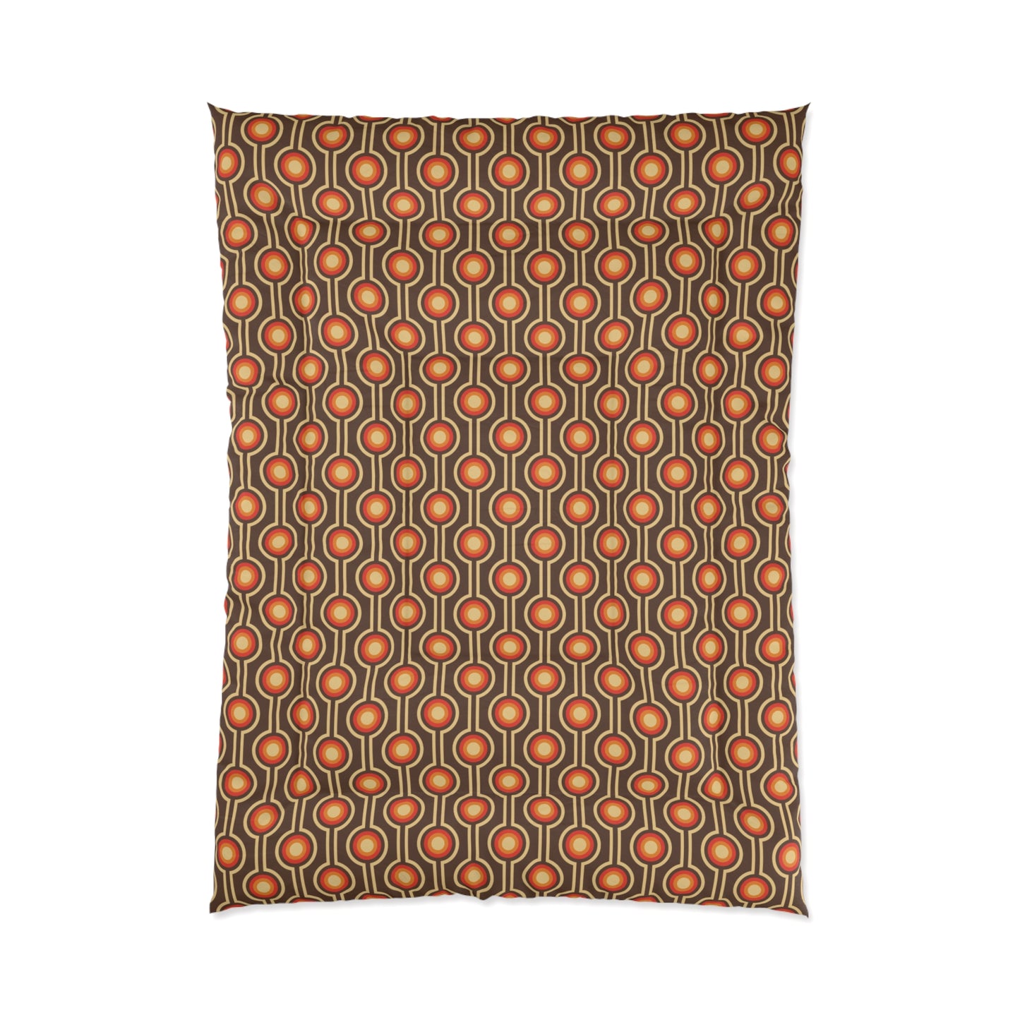 Retro 60's 70s Funky Mid Century Mod Brown & Orange Comforter