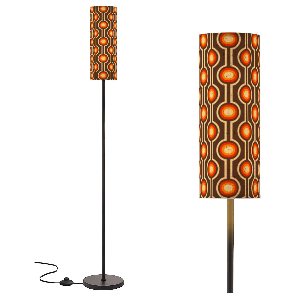 Retro 60s 70s Funky Mid Century Mod Brown & Orange Floor Lamp