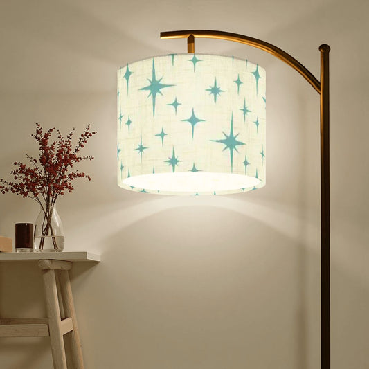 Retro 50s Atomic Starburst Mid Century Mod Blue and Off-White Arc Floor Lamp