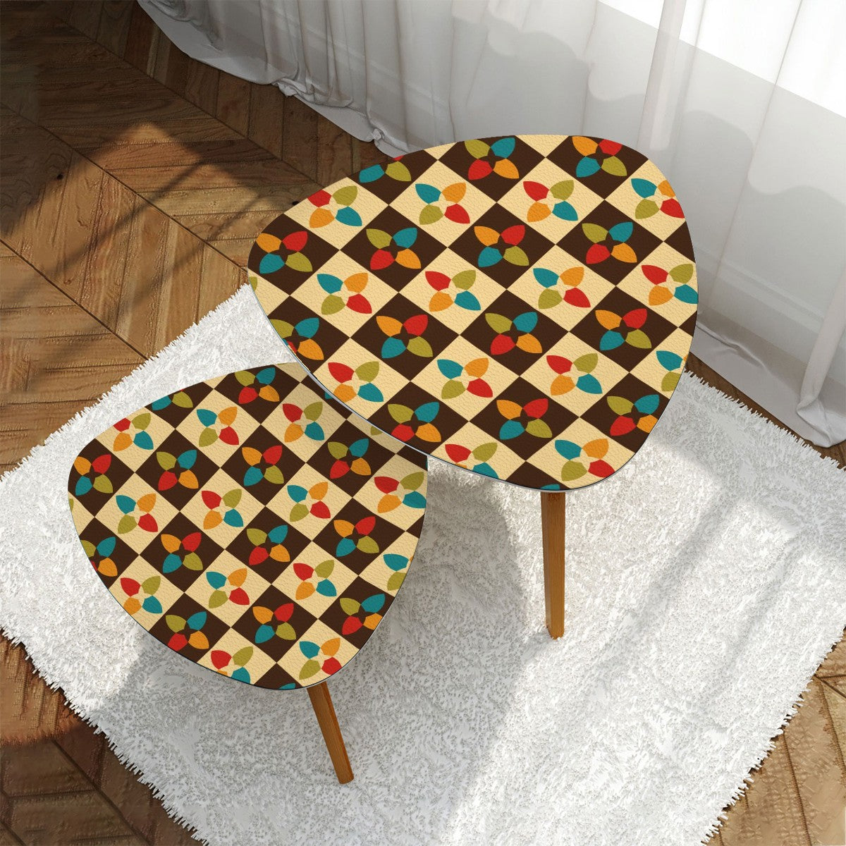 Retro 60s 70s Mid Century Modern Multicolor Nesting Accent Tables