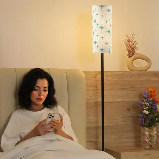 Retro 50s Atomic Starburst Mid Century Mod Blue and Off-White Floor Lamp