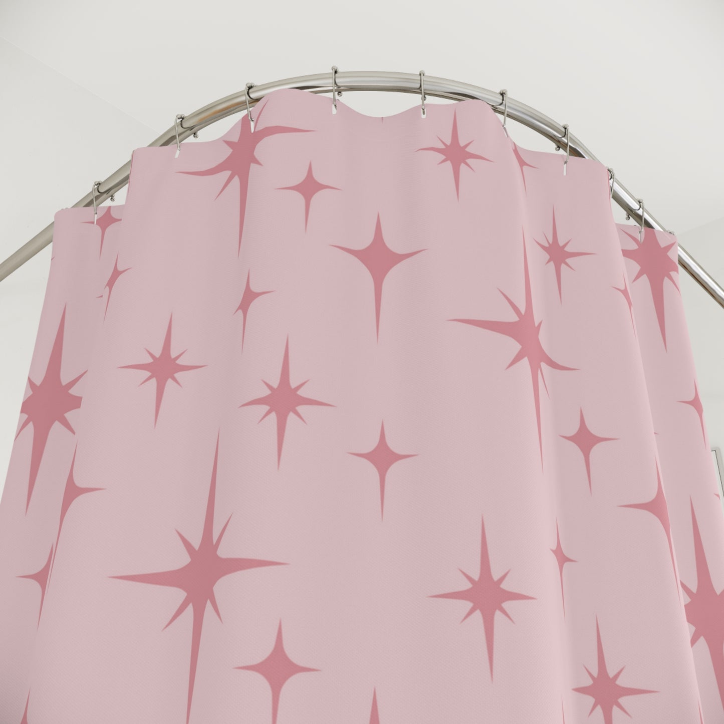 Retro 50s Pink Atomic Starburst Mid Century Modern Shower Curtain