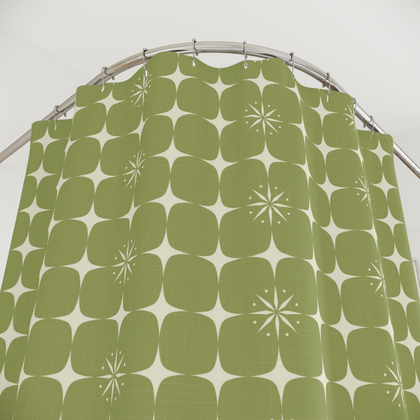Retro 1950s Mid Century Burst Green Shower Curtain