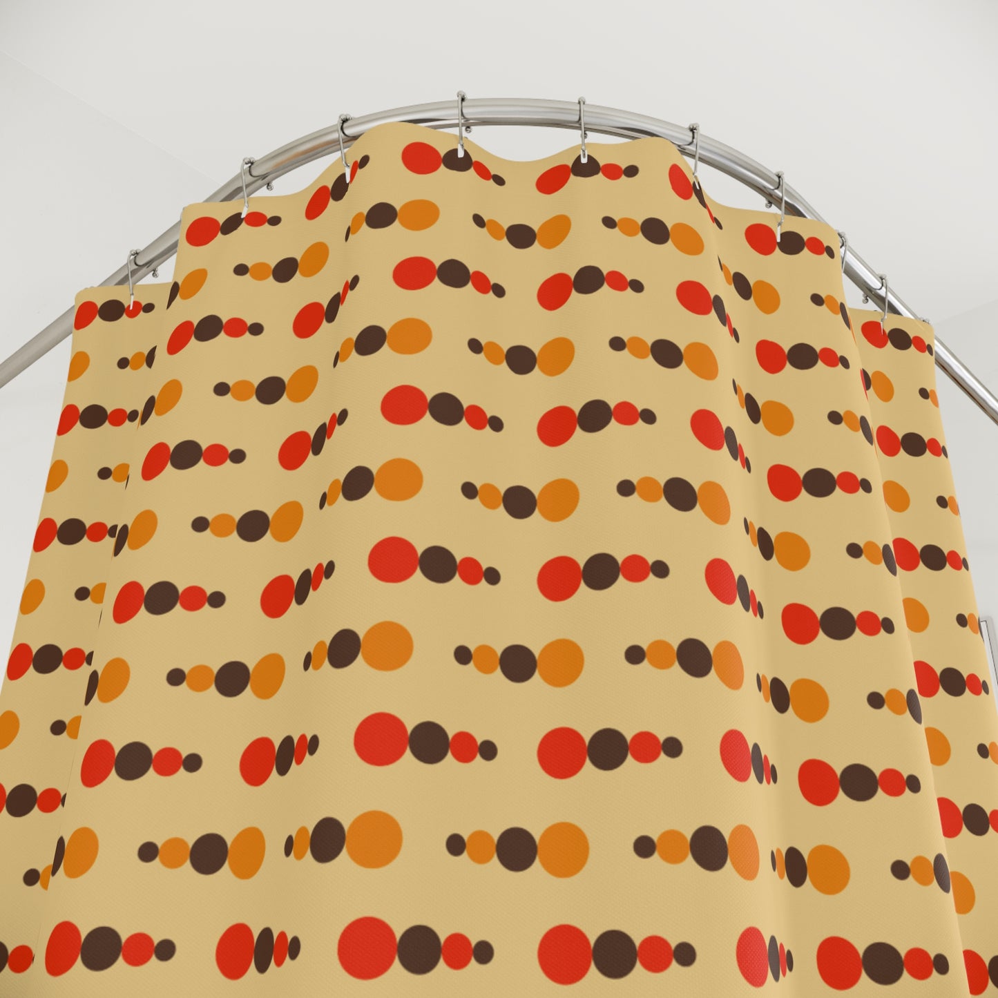 Retro 70's Funky Mid Century Modern Beige, Orange Brown Shower Curtain