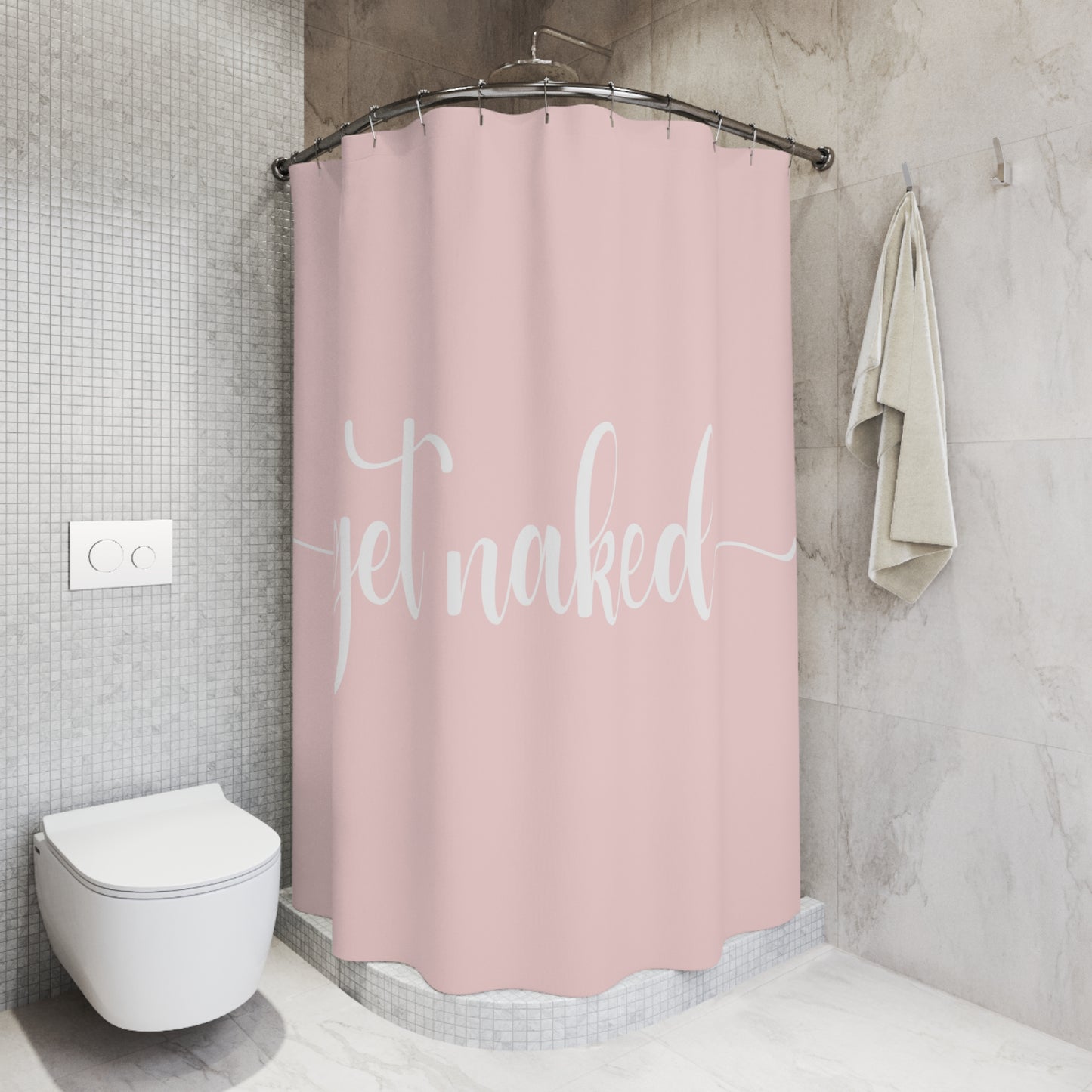 "Get Naked" Blush Pink Funny Modern Minimalist Shower Curtain