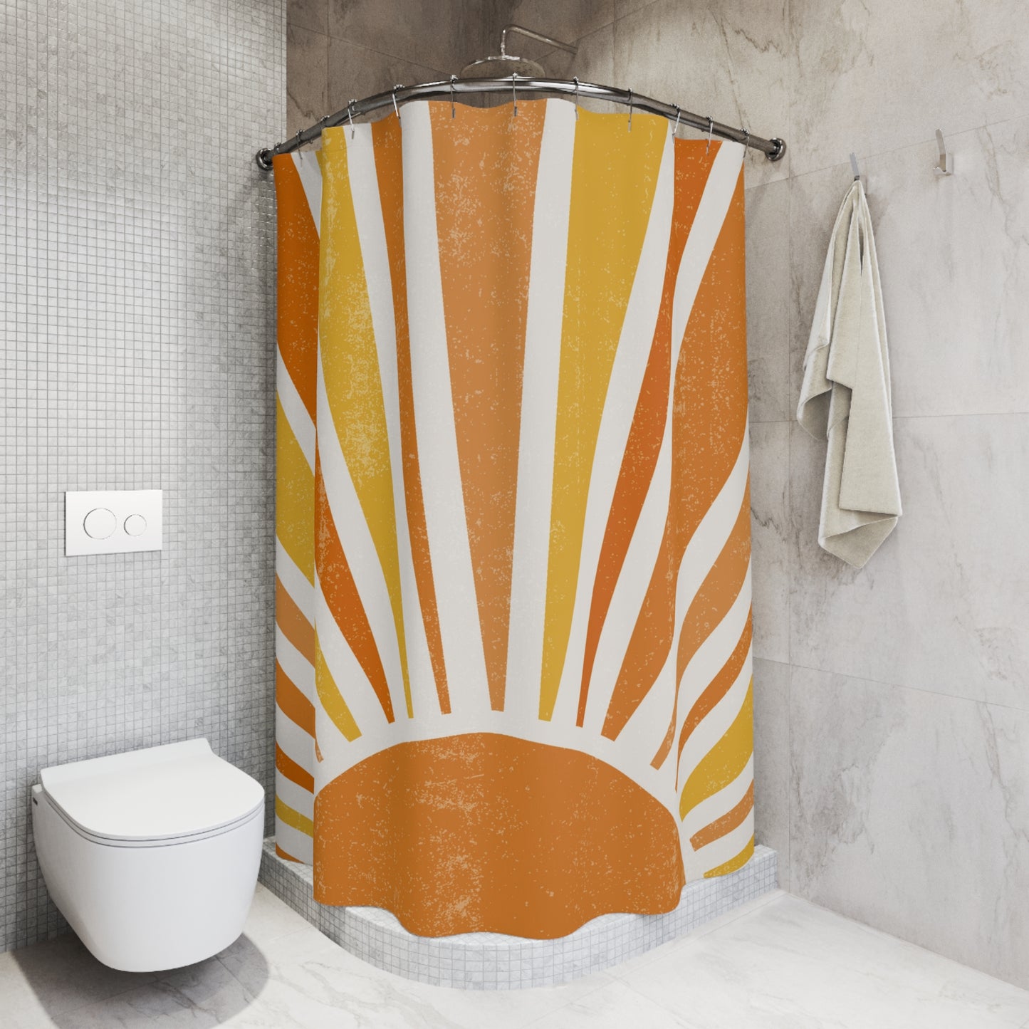 Retro 60s 70s Boho Sunrise MCM Shower Curtain