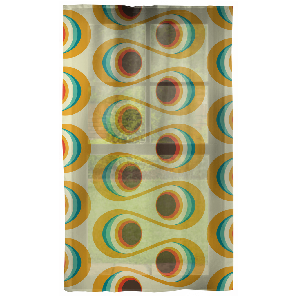 Retro 70's Orbs & Wavy Lines Multicolor Sheer Curtain Panel | lovevisionkarma.com