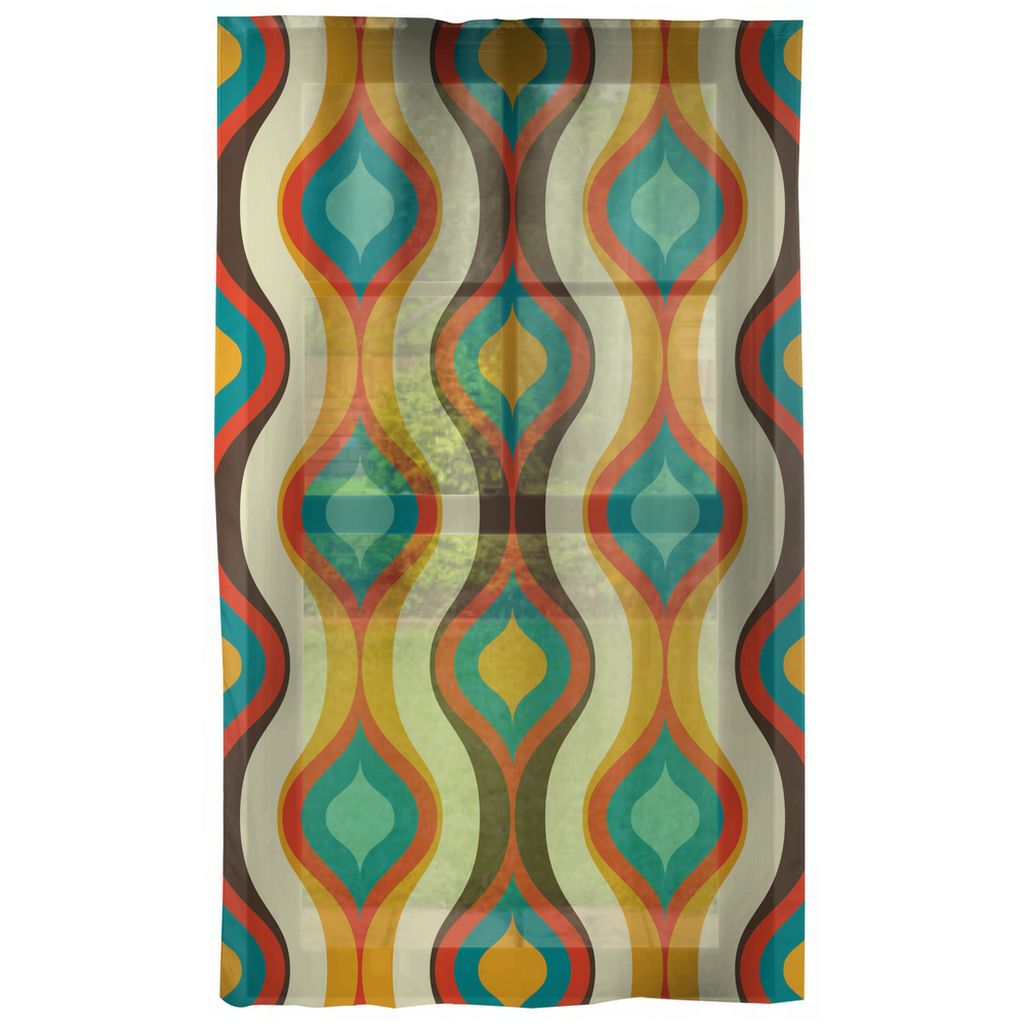 Retro 60s MCM Geometric Wavy Lines Multicolor Curtains | lovevisionkarma.com