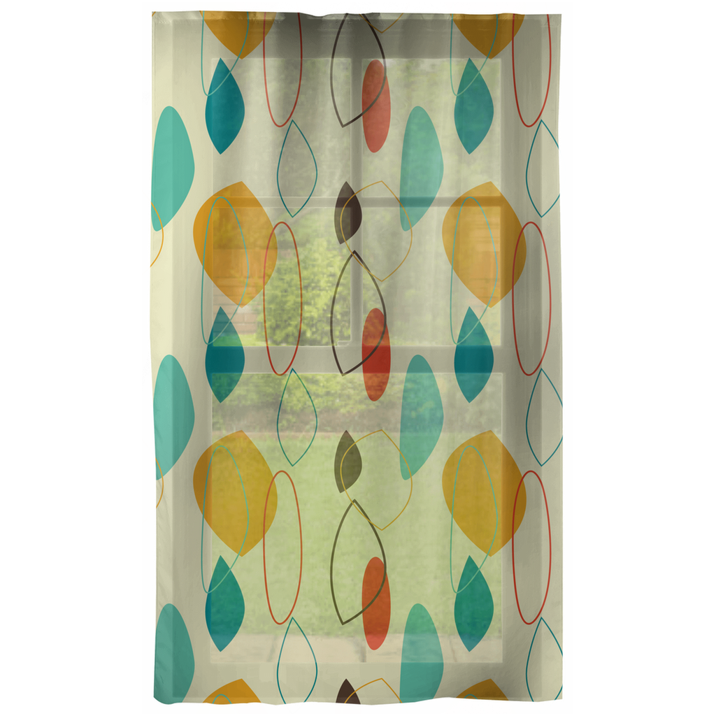 Retro Mid Century Modern Abstract Multicolor Sheer Curtain Panels | lovevisionkarma.com