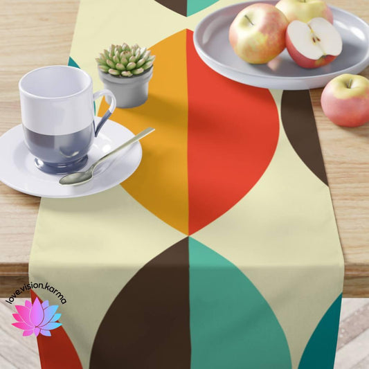 Mid Century Table Runner Multicolor Abstract Retro Table Linens | lovevisionkarma.com