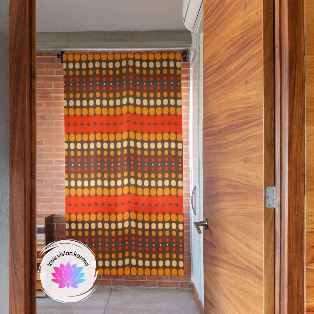 Retro 70s Funky Mid Century Modern Orange & Brown Blackout Window Curtain | lovevisionkarma.com