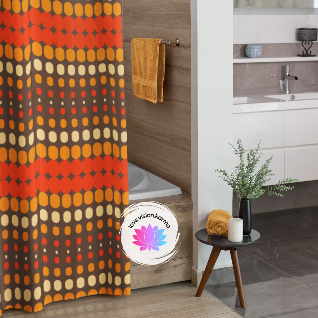 Retro 70s Funky Mid Century Modern Orange & Brown Shower Curtain