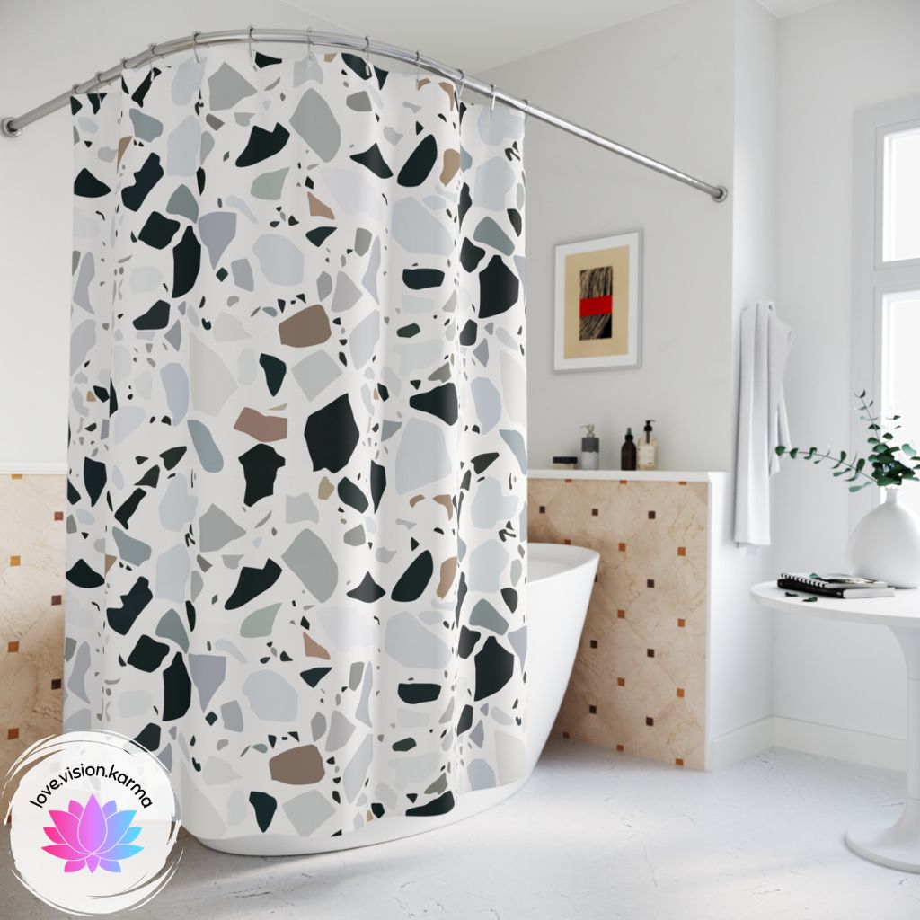 Terrazzo Print Modern Minimalist Shower Curtain