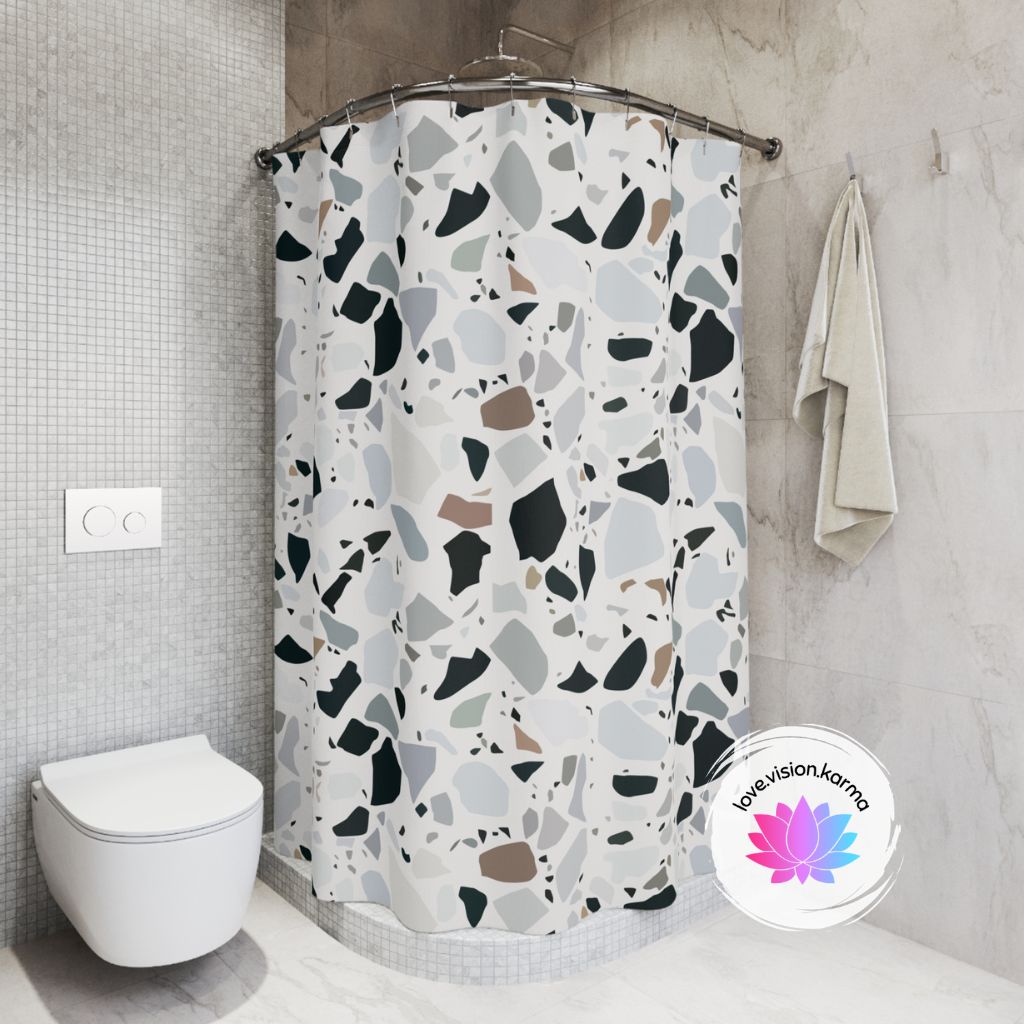 Terrazzo Print Modern Minimalist Shower Curtain