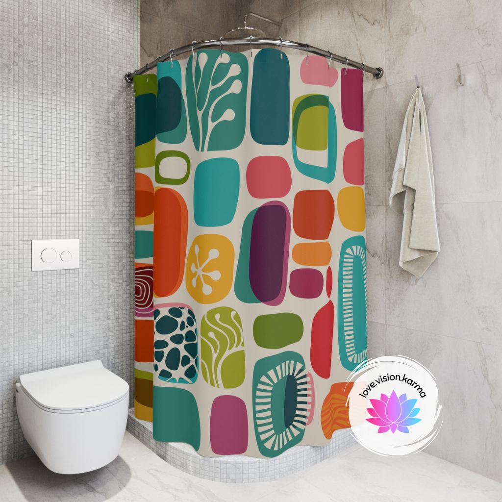 1960s, 70s Mid Century Modern Vibrant Abstract Shower Curtain