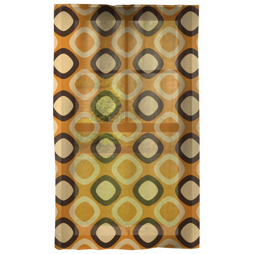 Retro Mod Squares MCM Orange & Brown Curtain Panels | lovevisionkarma.com