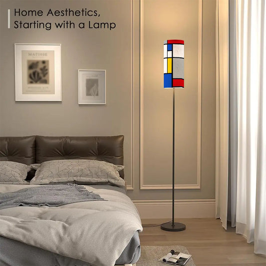 Retro MCM Mondrian Inspired Abstract Art Floor Lamp