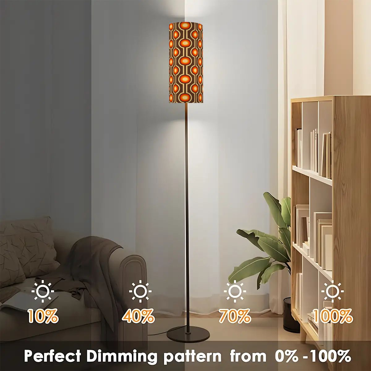 Retro 60s 70s Funky Mid Century Mod Brown & Orange Floor Lamp